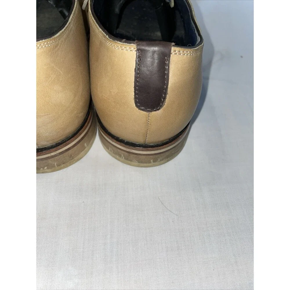 Johnston & Murphy Dress Shoes Mens Size 11 M Tan Leather Oxfords Round Toe Block
